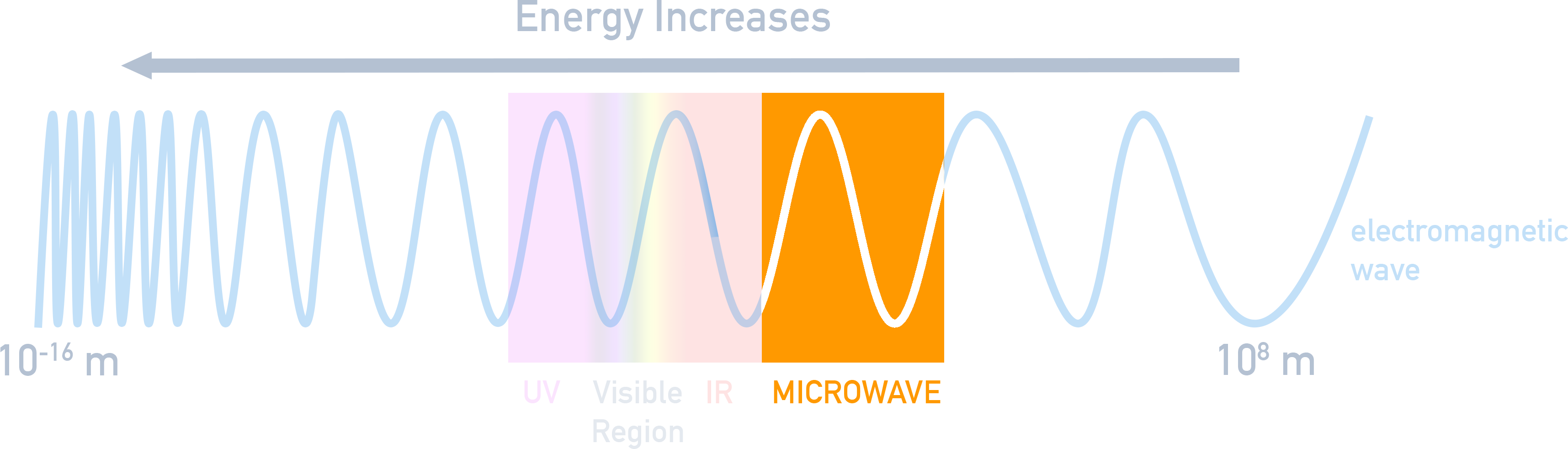 AP Chemistry spectrum highlight of the microwave region on the electromagnetic spectrum.