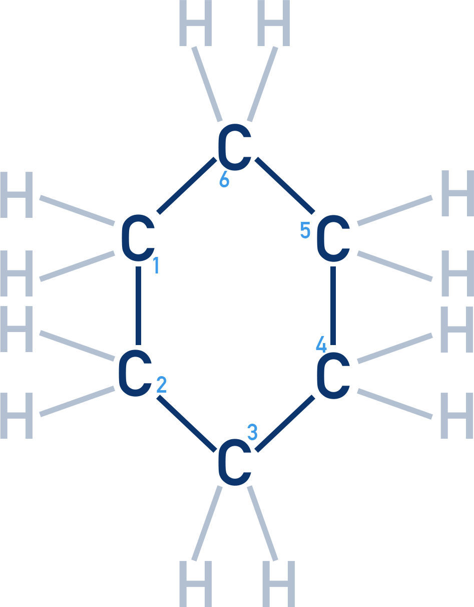 CIE A-Level Chemistry displayed ring structure of cyclohexane C6H12