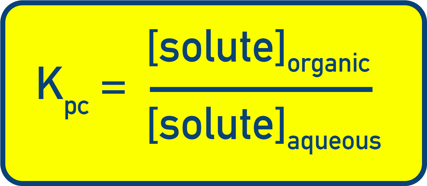 CIE A-Level Chemistry expression for partition coefficient Kpc = [X]organic / [X]aqueous.
