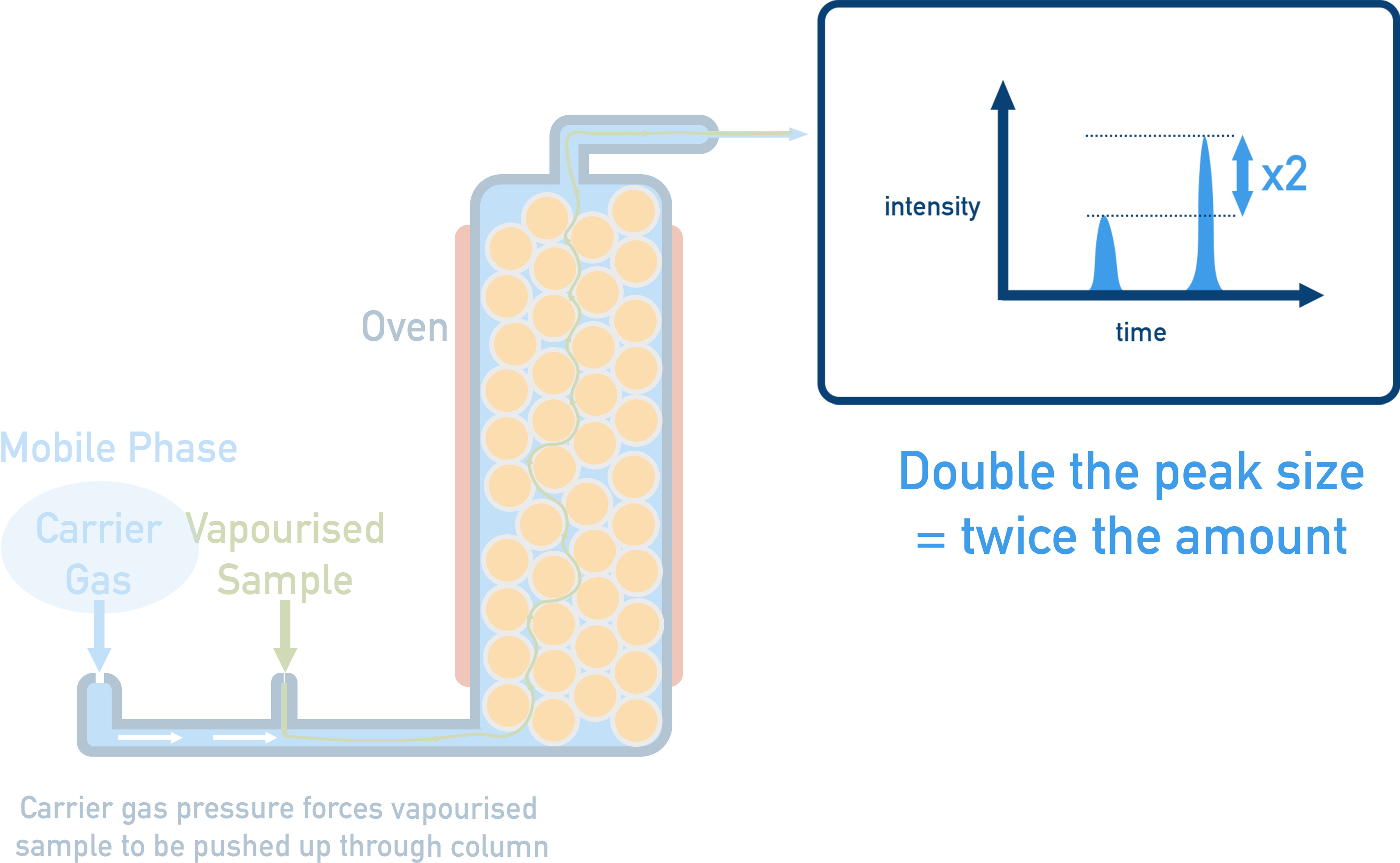 CIE A-Level Chemistry chromatogram showing peaks for different compounds at different retention times.