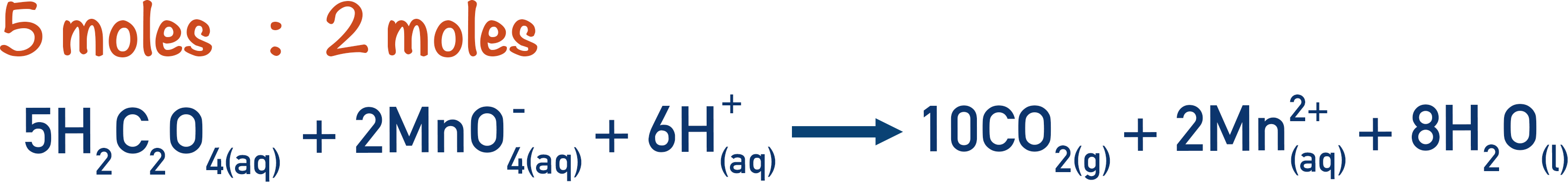 molar ratio ethandioic acid and potassium manganate