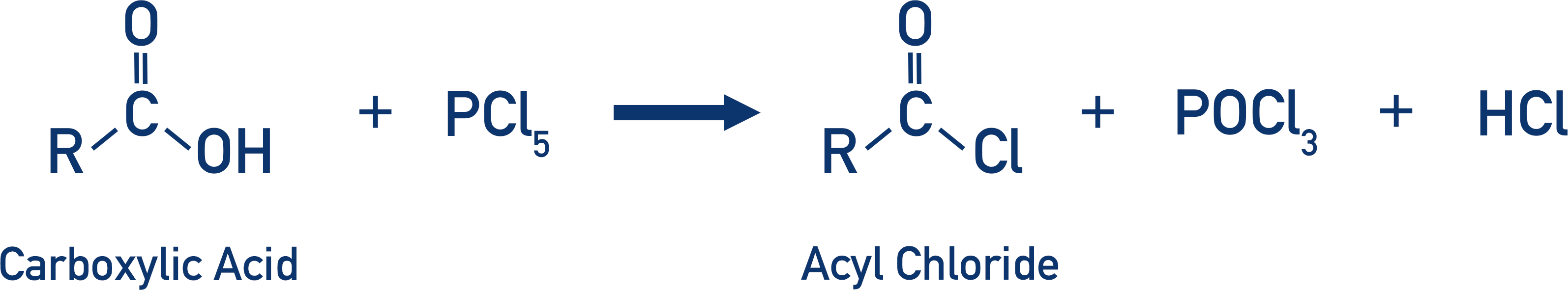 carboxylic acid with phosphorus pentachloride to form acyl chloride