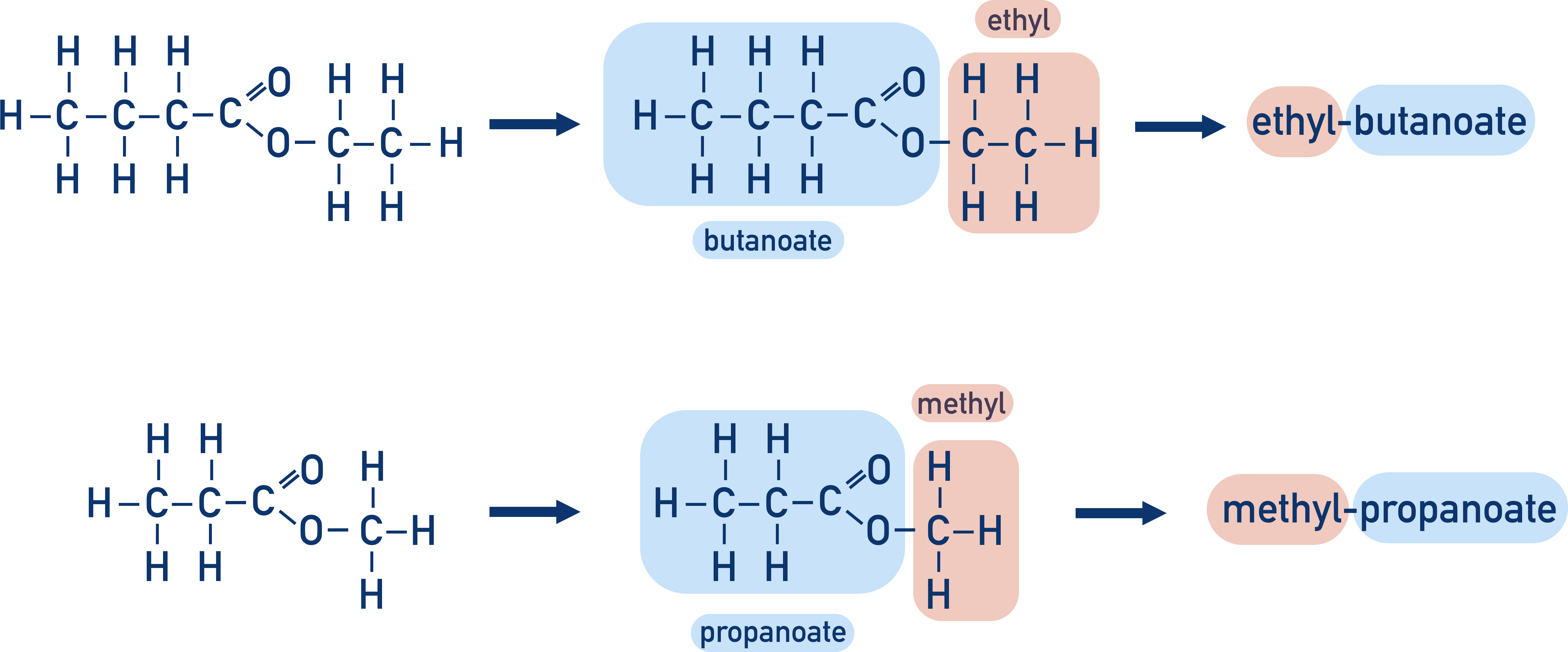 naming ethyl-butanoate methyl-propanoate ester