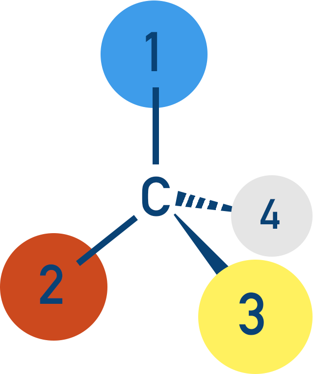four groups around carbon tetrahedral