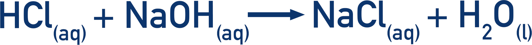 Hydrochloric acid and Sodium hydroxide to form sodium chloride and water