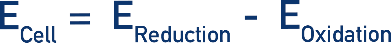 calculating voltage of electrochemical cell using electrode potentials reduction and oxidation
