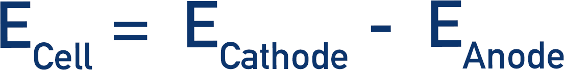 calculating voltage of electrochemical cell using electrode potentials cathode and anode