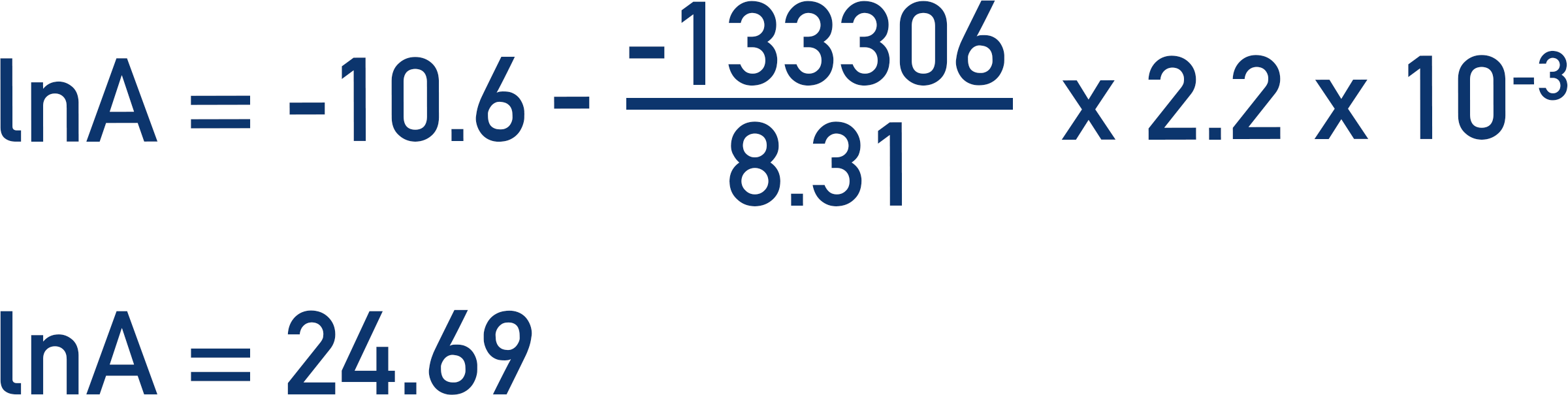 Substituting values in to find lnA
