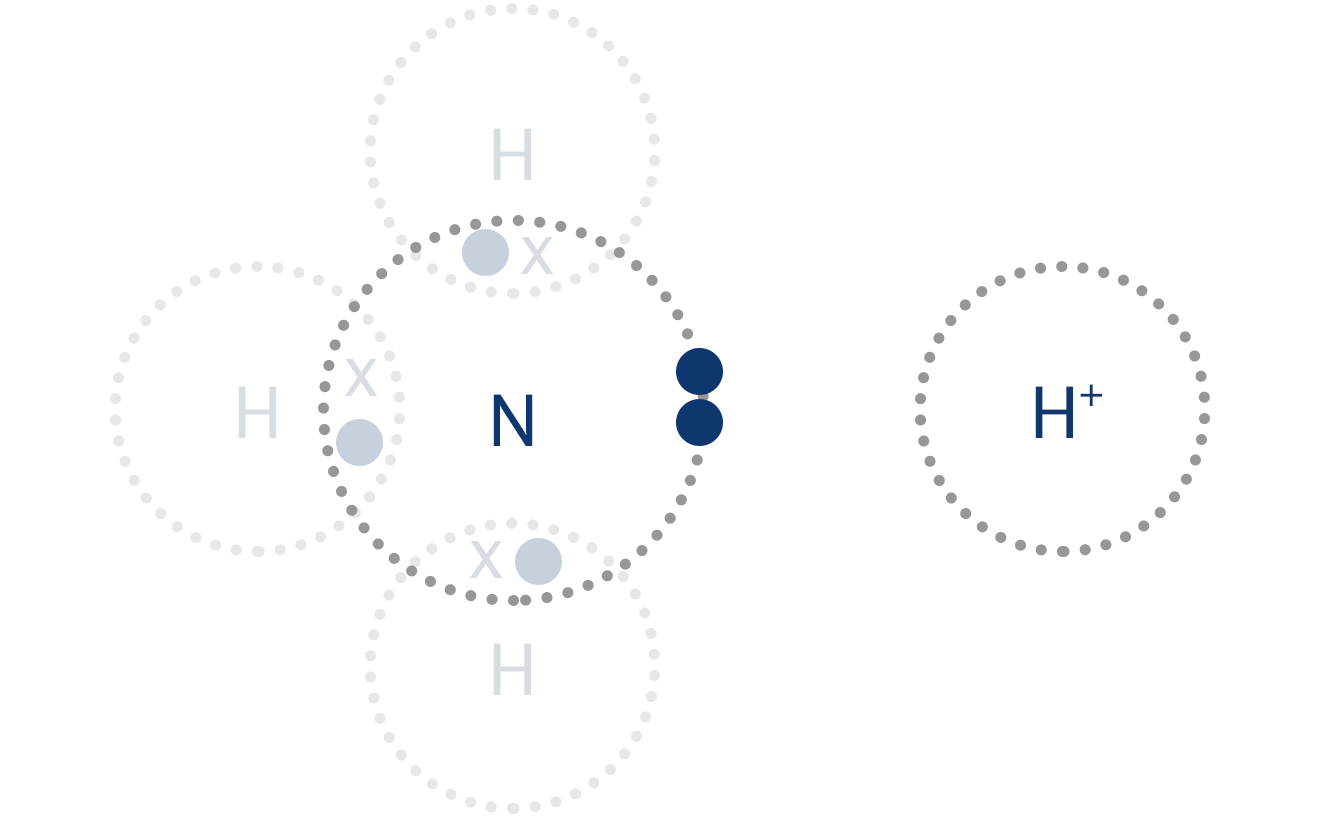 co-ordinate bond forming between ammonia and hydrogen ion