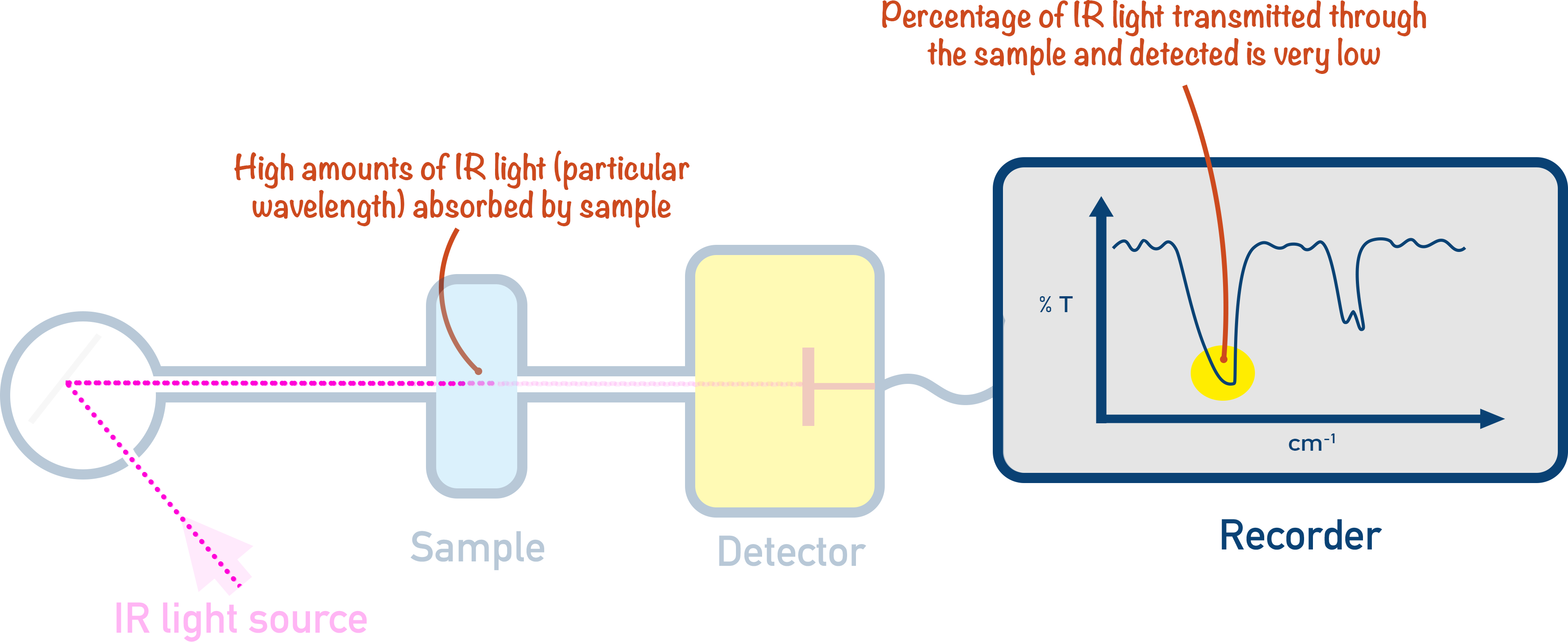 IR Spectrometer sample absorbance and spectra