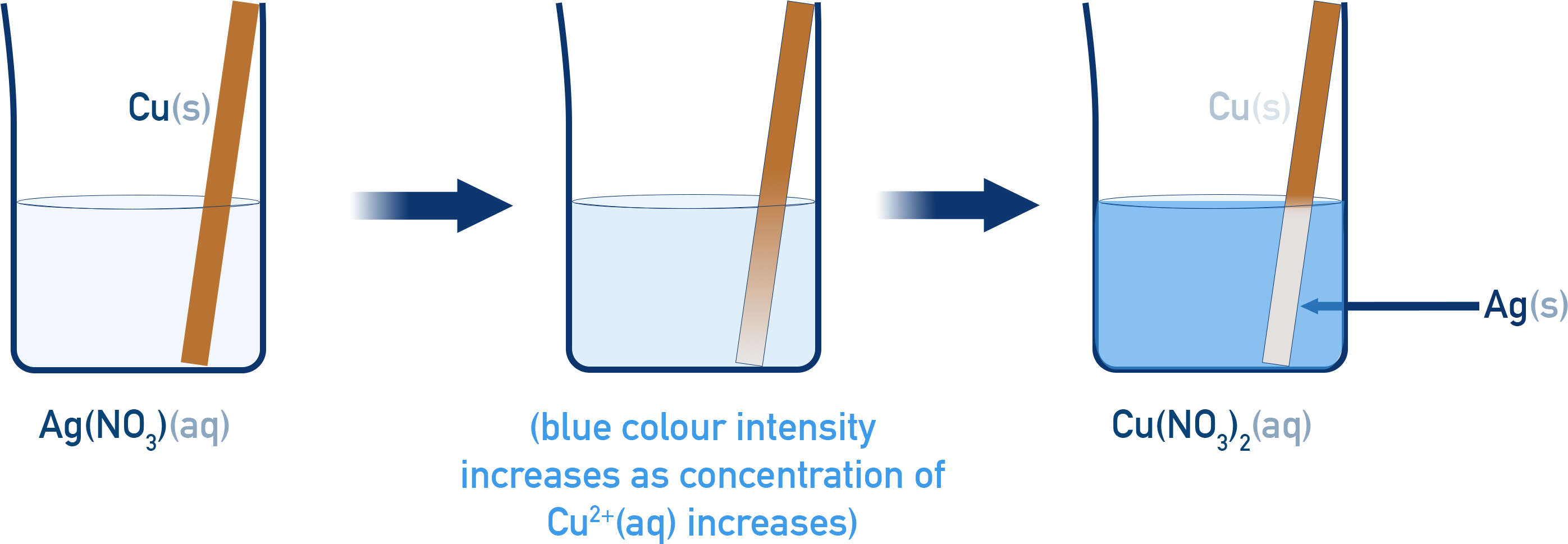 NCERT Class 11 Chemistry image showing copper displacing silver from silver nitrate.