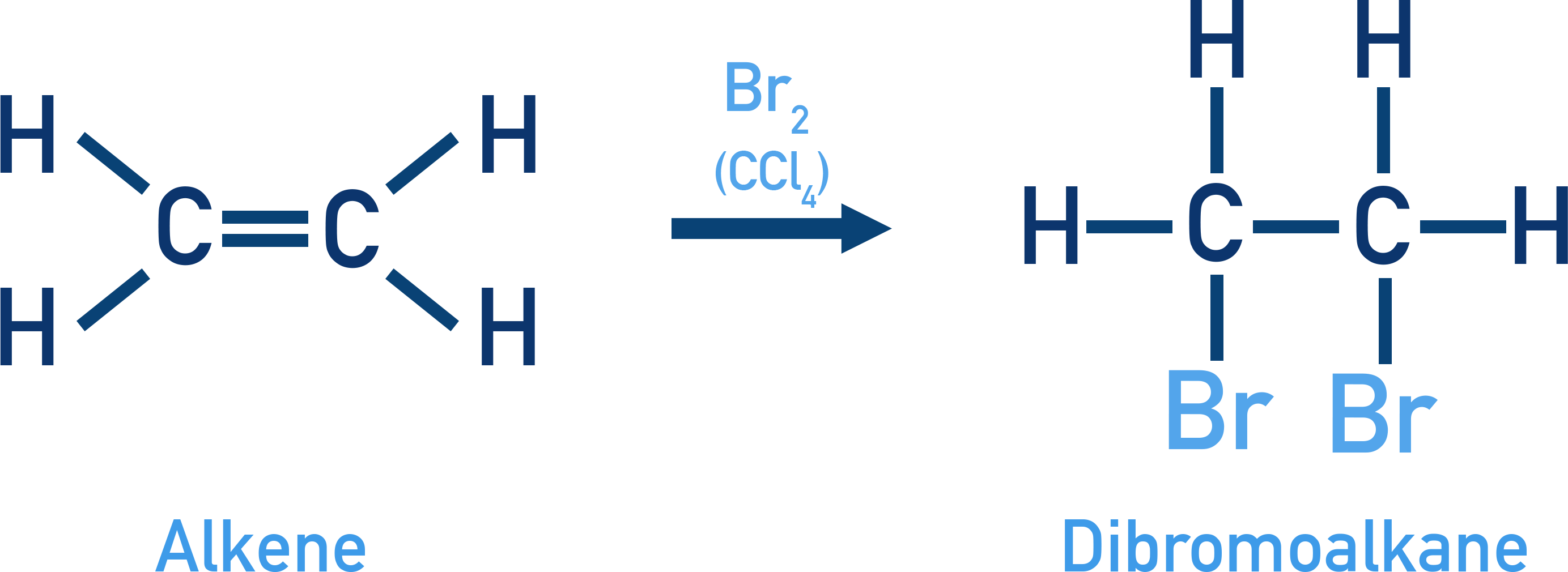 NCERT 11 Chemistry addition of bromine to alkenes forming vicinal dihalides and decolourising bromine in CCl4.