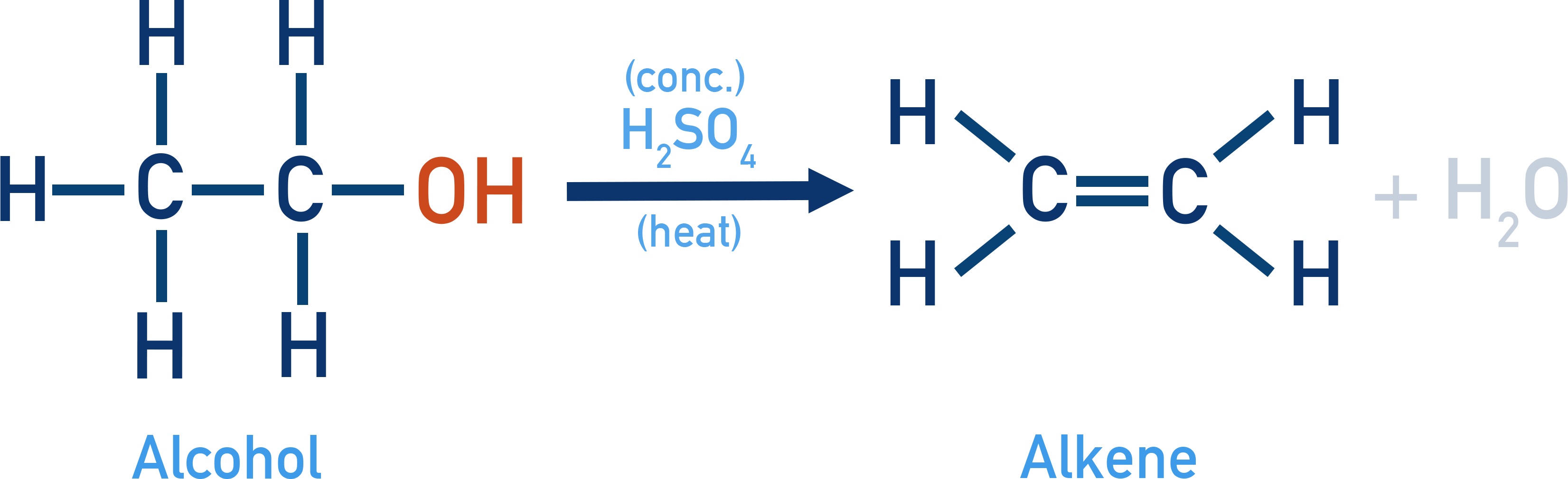 NCERT 11 Chemistry dehydration of alcohols with concentrated sulphuric acid to form alkenes.