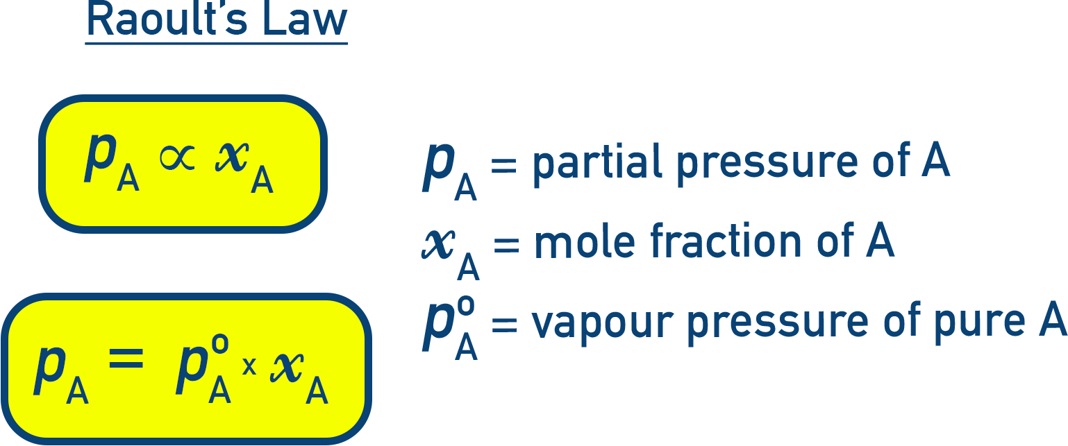 Chemistry NCERT Class 12 Chemistry Raoult’s law showing pA = xA pA° and pB = xB pB° for ideal solutions.