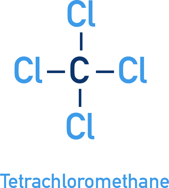 NCERT 12 Chemistry structure of carbon tetrachloride CCl4 with hazards and environmental notes.