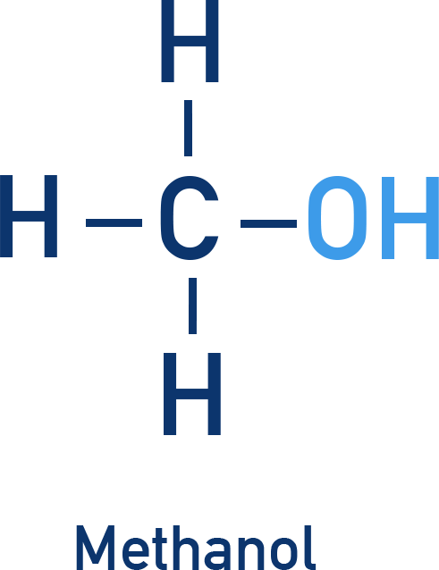 NCERT 12 Chemistry structure and key facts for methanol showing CH3OH functional group and labels.