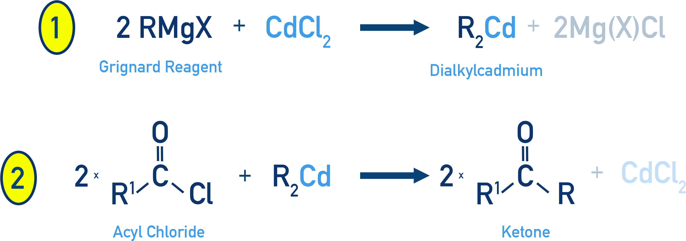 NCERT Class 12 Chemistry synthesis of ketones from acyl chlorides using dialkylcadmium prepared from Grignard reagent and CdCl2.