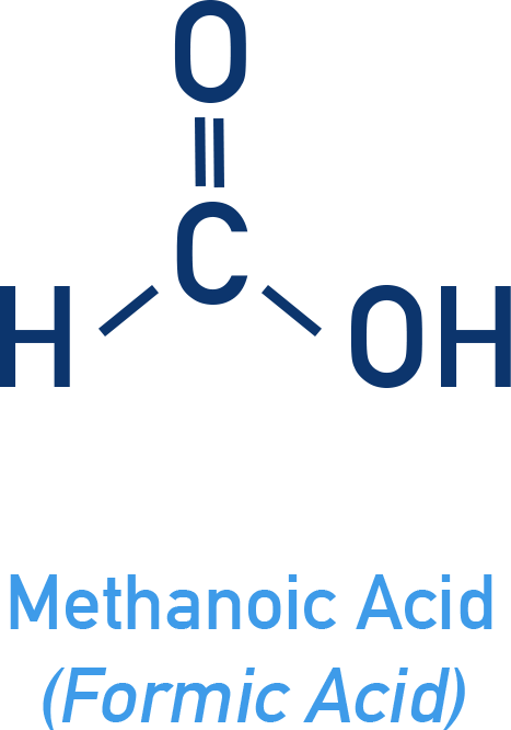 NCERT 12 Chemistry image showing methanoic (formic) acid structure and its industrial uses such as rubber coagulation and tanning.
